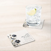 Dessous-de-verre Carré En Papier Elégant gothique noir Rose noir Mariage (En situation)