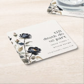 Dessous-de-verre Carré En Papier Elégant gothique noir Rose noir Mariage (Incliné)
