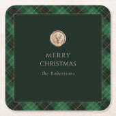 Dessous-de-verre Carré En Papier Elegant Green Plaid Merry Christmas (Devant)