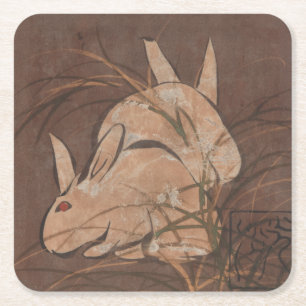 Dessous-de-verre Carré En Papier Elégant japonais Edo Période lapins Dessous de v