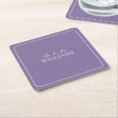 Dessous-de-verre Carré En Papier Élégant Lavender Lavender Classic Script Mariage (Incliné)