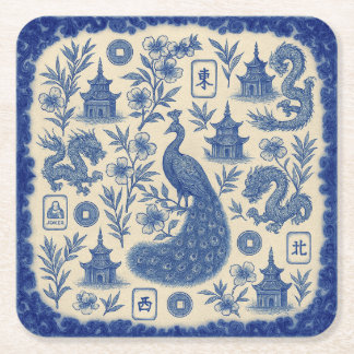 Dessous-de-verre Carré En Papier Elegant Mahjong Toile Paper Coaster Set