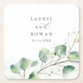 Dessous-de-verre Carré En Papier Elégant Mariage de verdure (Devant)