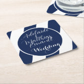 Dessous-de-verre Carré En Papier Élégant Mariage Nautique trié - Bleu Marine, Blanc (Incliné)