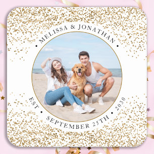 Dessous-de-verre Carré En Papier Elégant mariage personnalisé Parties scintillant d