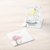 Dessous-de-verre Carré En Papier Élégant Mariage rose (En situation)