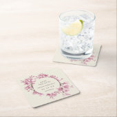Dessous-de-verre Carré En Papier Élégant mariage rose floral Enregistrer la date (En situation)