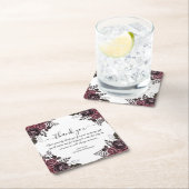 Dessous-de-verre Carré En Papier élégant merci fleurs gothiques mariage (En situation)