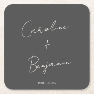 Dessous-de-verre Carré En Papier Élégant Minimaliste Mariage Personnalisé Écriture