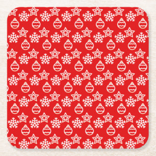 Dessous-de-verre Carré En Papier Élégant Motif de Noël en rouge