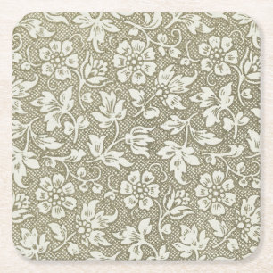 Dessous-de-verre Carré En Papier Élégant motif Floral Vintage français beige