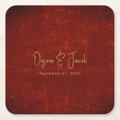 Dessous-de-verre Carré En Papier Elégant Red Texture Gold Pays Noël rustique (Devant)