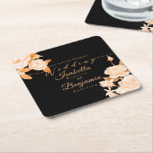 Dessous-de-verre Carré En Papier Élégant Rose chic Mariage (Incliné)