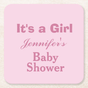 Dessous-de-verre Carré En Papier Élégant rose doux mignon C'est un Baby shower de f