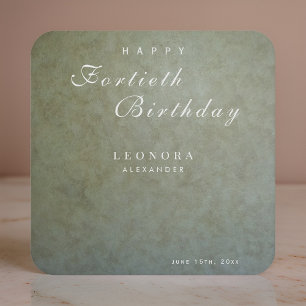 Dessous-de-verre Carré En Papier Elégant Sage Gold N'IMPORTE QUEL anniversaire