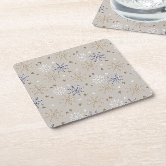 Dessous-de-verre Carré En Papier Elegant Snowflake Pattern Beige  (Incliné)