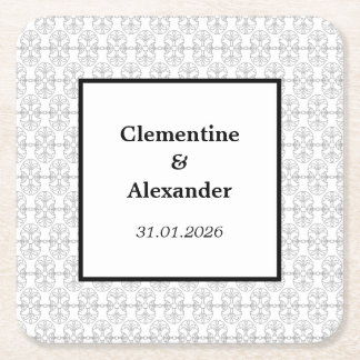 Dessous-de-verre Carré En Papier Élégant style Art Déco noir et blanc
