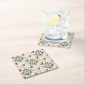 Dessous-de-verre Carré En Papier Elégant Vert Or Blanc Noel Poinsettia (En situation)