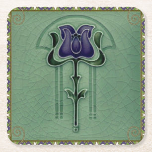 Dessous-de-verre Carré En Papier Élégant Vintage élégant Art nouveau moderne