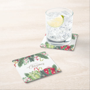 Dessous-de-verre Carré En Papier Elégante aquarelle Décorations festives Noël
