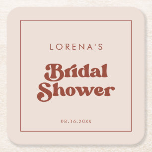 Dessous-de-verre Carré En Papier Élégante Baby Shower rétro rose pêche