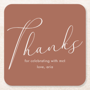 Dessous-de-verre Carré En Papier Élégante Calligraphie Graduation Party Merci