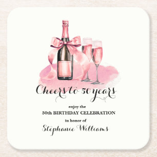 Dessous-de-verre Carré En Papier Elégante Cheers à 50 ans Champagne 50e anniversair