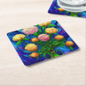 Dessous-de-verre Carré En Papier Elégante Collection de Belle Peony (Incliné)