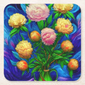 Dessous-de-verre Carré En Papier Elégante Collection de Belle Peony (Devant)