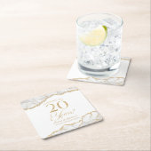 Dessous-de-verre Carré En Papier Élégante White Gold Agate 20e anniversaire fête (En situation)