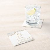 Dessous-de-verre Carré En Papier Elégante White Gold Agate 75e Anniversaire Party (En situation)