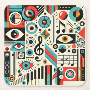 Dessous-de-verre Carré En Papier Éléments musicaux et artistiques