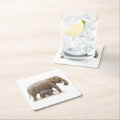Dessous-de-verre Carré En Papier Eléphant mère et bébé (En situation)