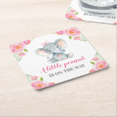 Dessous-de-verre Carré En Papier Eléphant rose Bébé Fille Douche Parsemer Anniversa (Incliné)