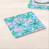 Dessous-de-verre Carré En Papier Éléphant Rose Prépa (Incliné)