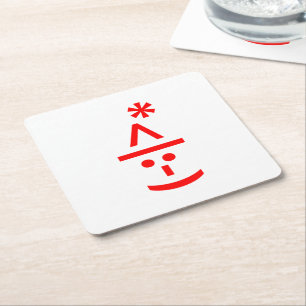 Dessous-de-verre Carré En Papier Elfe de Noël Emoticon Xmas ASCII Texte Art