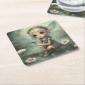 Dessous-de-verre Carré En Papier Elfe et libellule 5 (Incliné)