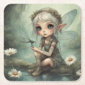 Dessous-de-verre Carré En Papier Elfe et libellule 5 (Devant)