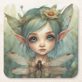 Dessous-de-verre Carré En Papier Elfe et libellule 6 (Devant)