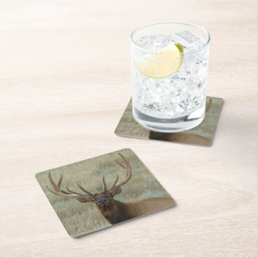 Dessous-de-verre Carré En Papier Elk taureau E10 en velours (En situation)