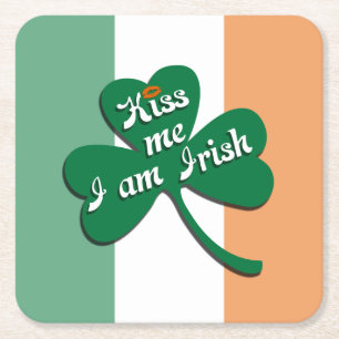 Dessous-de-verre Carré En Papier Embrasse-moi Je suis irlandais