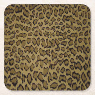 DESSOUS-DE-VERRE CARRÉ EN PAPIER EMPREINTE DE LÉOPARD ANIMAL