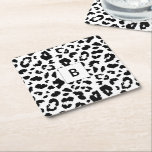 Dessous-de-verre Carré En Papier Empreinte de léopard personnalisable<br><div class="desc">Un design moderne simple mais frappant avec un motif empreinte de léopard. Entièrement personnalisable : vous pouvez modifier les couleurs de l'arrière - plan et des taches pour créer votre propre design.</div>