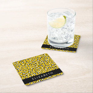 Dessous-de-verre Carré En Papier Empreinte de léopard, Spots, Leopard Jaune, Votre