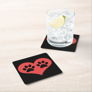 Dessous-de-verre Carré En Papier Empreintes de pattes dans mon coeur par Shirley Ta