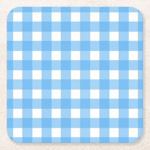 Dessous-de-verre Carré En Papier En vichy bleu ciel