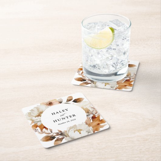 Dessous-de-verre Carré En Papier Enchanted Automne Rustique Blooms Mariage botaniqu (En situation)