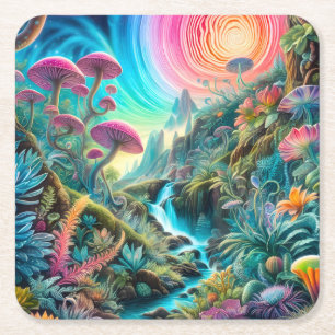 Dessous-de-verre Carré En Papier Enchanted Psychedelic Dreamscape