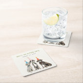 Dessous-de-verre Carré En Papier Enfants mignons Aquarelle Chien mou Fête d'anniver (En situation)