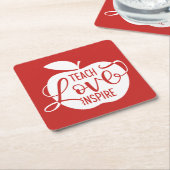Dessous-de-verre Carré En Papier Enseignez l'amour inspirent (Incliné)